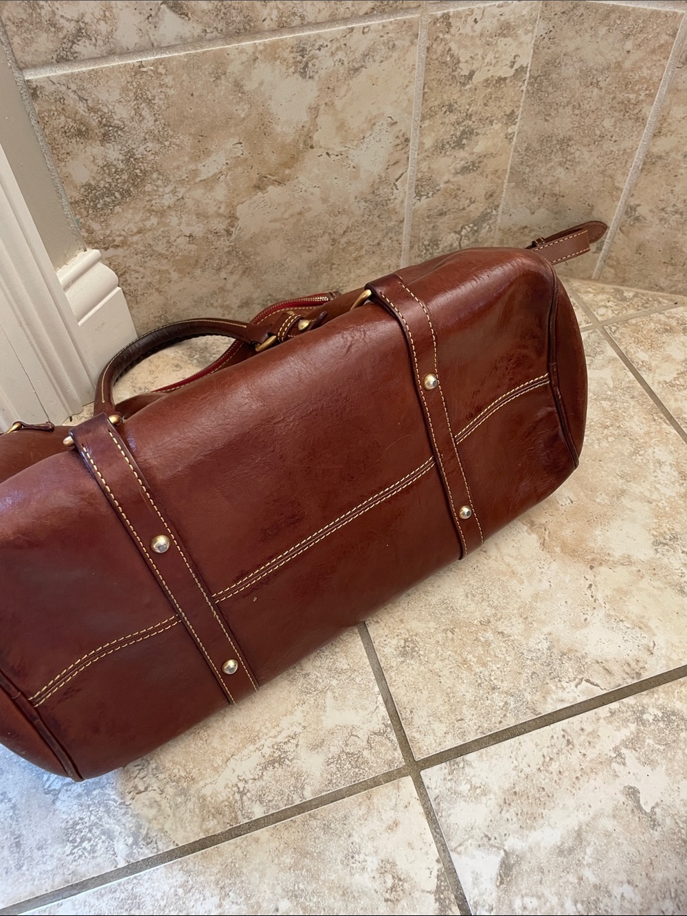 Dooney & Bourke Brown Leather Satchel chestnut large bag - Picture 6 of 11